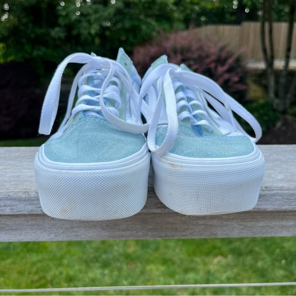 Vans Old Skool Stackform Soft Suede Side Stripe Baby Blue & White Shoes Sz 7.5 - Picture 7 of 16